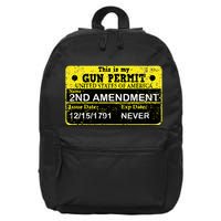 The 2a Is My Gun Permit Proud American Pro 2nd Amendment 16 in Basic Backpack