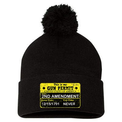 The 2a Is My Gun Permit Proud American Pro 2nd Amendment Pom Pom 12in Knit Beanie