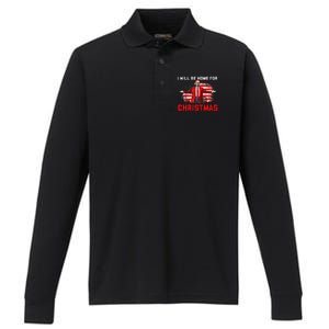 Trump 2024 ILl Be Home For Christmas Trump Xmas 2024 Performance Long Sleeve Polo