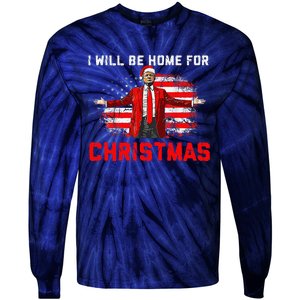 Trump 2024 ILl Be Home For Christmas Trump Xmas 2024 Tie-Dye Long Sleeve Shirt