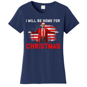 Trump 2024 ILl Be Home For Christmas Trump Xmas 2024 Women's T-Shirt