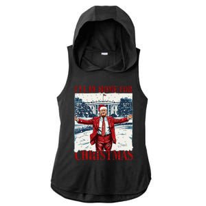 Trump 2024 ILl Be Home For Christmas Funny Trump Xmas 2024 Ladies PosiCharge Tri-Blend Wicking Draft Hoodie Tank