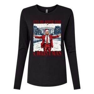 Trump 2024 ILl Be Home For Christmas Funny Trump Xmas 2024 Womens Cotton Relaxed Long Sleeve T-Shirt