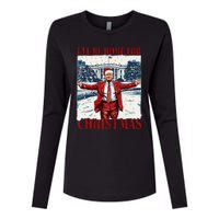 Trump 2024 ILl Be Home For Christmas Funny Trump Xmas 2024 Womens Cotton Relaxed Long Sleeve T-Shirt