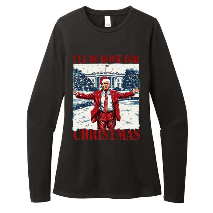 Trump 2024 ILl Be Home For Christmas Funny Trump Xmas 2024 Womens CVC Long Sleeve Shirt