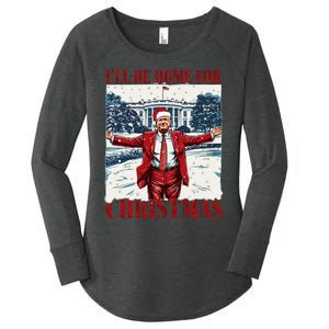 Trump 2024 ILl Be Home For Christmas Funny Trump Xmas 2024 Women's Perfect Tri Tunic Long Sleeve Shirt