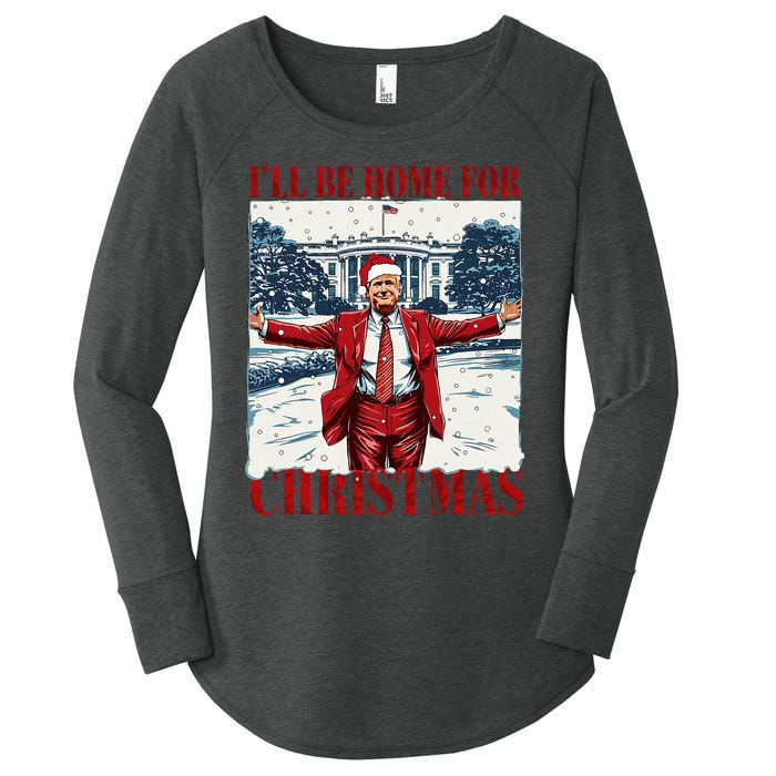 Trump 2024 ILl Be Home For Christmas Funny Trump Xmas 2024 Women's Perfect Tri Tunic Long Sleeve Shirt