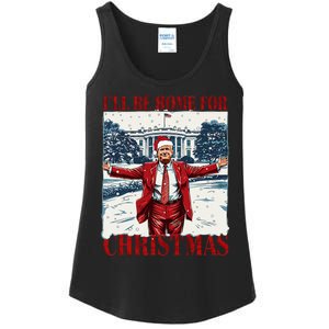 Trump 2024 ILl Be Home For Christmas Funny Trump Xmas 2024 Ladies Essential Tank