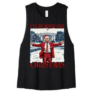 Trump 2024 ILl Be Home For Christmas Funny Trump Xmas 2024 Women's Racerback Cropped Tank