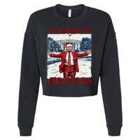 Trump 2024 ILl Be Home For Christmas Funny Trump Xmas 2024 Cropped Pullover Crew