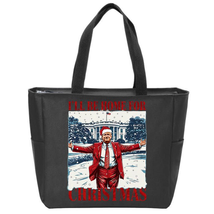 Trump 2024 ILl Be Home For Christmas Funny Trump Xmas 2024 Zip Tote Bag