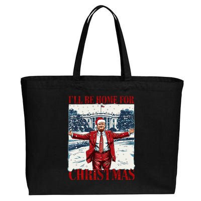 Trump 2024 ILl Be Home For Christmas Funny Trump Xmas 2024 Cotton Canvas Jumbo Tote