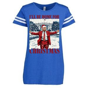 Trump 2024 ILl Be Home For Christmas Funny Trump Xmas 2024 Enza Ladies Jersey Football T-Shirt