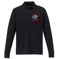 Trump 2024 In The Clerb We All Fam 45 47 American Flag Performance Long Sleeve Polo