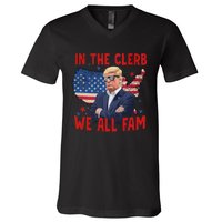 Trump 2024 In The Clerb We All Fam 45 47 American Flag V-Neck T-Shirt