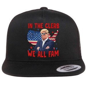 Trump 2024 In The Clerb We All Fam 45 47 American Flag Flat Bill Trucker Hat