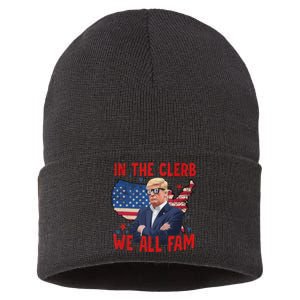 Trump 2024 In The Clerb We All Fam 45 47 American Flag Sustainable Knit Beanie