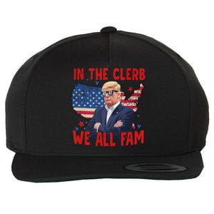 Trump 2024 In The Clerb We All Fam 45 47 American Flag Wool Snapback Cap