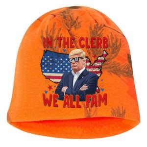 Trump 2024 In The Clerb We All Fam 45 47 American Flag Kati - Camo Knit Beanie