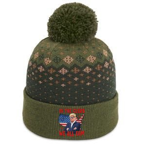 Trump 2024 In The Clerb We All Fam 45 47 American Flag The Baniff Cuffed Pom Beanie