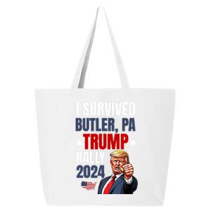 Trump 2024 I Survived Trump Rally Butler Pa Shooting Ear 25L Jumbo Tote