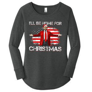 Trump 2024 ILl Be Home For Christmas Funny Trump Xmas 2024 Women's Perfect Tri Tunic Long Sleeve Shirt