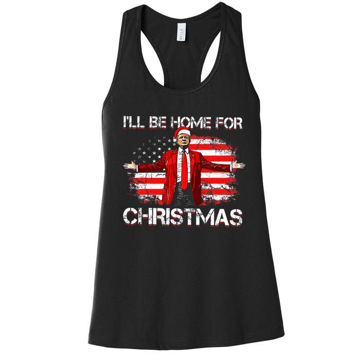 Trump 2024 ILl Be Home For Christmas Funny Trump Xmas 2024 Women's Racerback Tank