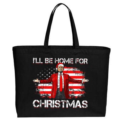 Trump 2024 ILl Be Home For Christmas Funny Trump Xmas 2024 Cotton Canvas Jumbo Tote