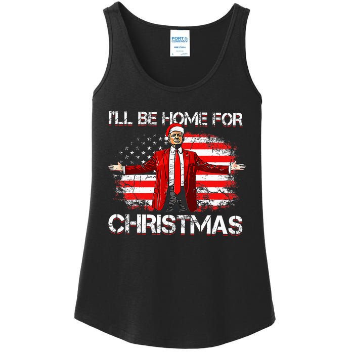 Trump 2024 ILl Be Home For Christmas Funny Trump Xmas 2024 Ladies Essential Tank