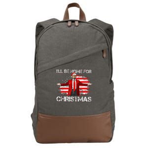 Trump 2024 ILl Be Home For Christmas Funny Trump Xmas 2024 Cotton Canvas Backpack