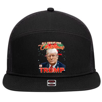 Trump 2024 I Want Trump This Christmas 7 Panel Mesh Trucker Snapback Hat