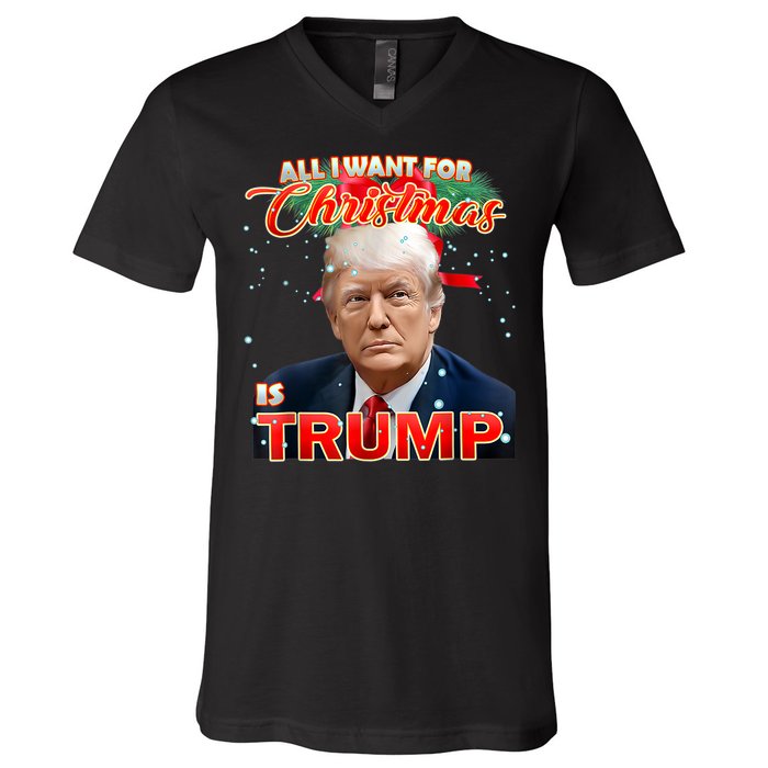 Trump 2024 I Want Trump This Christmas V-Neck T-Shirt