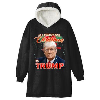 Trump 2024 I Want Trump This Christmas Hooded Wearable Blanket