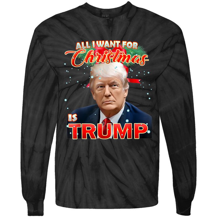 Trump 2024 I Want Trump This Christmas Tie-Dye Long Sleeve Shirt