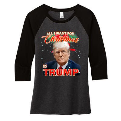 Trump 2024 I Want Trump This Christmas Women's Tri-Blend 3/4-Sleeve Raglan Shirt