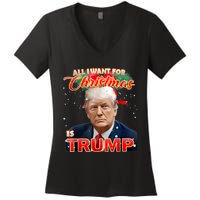 Trump 2024 I Want Trump This Christmas Women's V-Neck T-Shirt