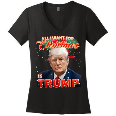 Trump 2024 I Want Trump This Christmas Women's V-Neck T-Shirt