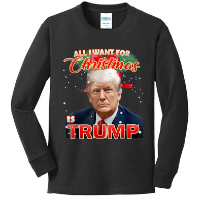 Trump 2024 I Want Trump This Christmas Kids Long Sleeve Shirt