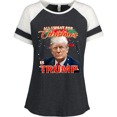 Trump 2024 I Want Trump This Christmas Enza Ladies Jersey Colorblock Tee