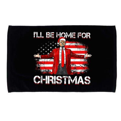 Trump 2024 ILl Be Home For Christmas Funny Trump Xmas 2024 Microfiber Hand Towel