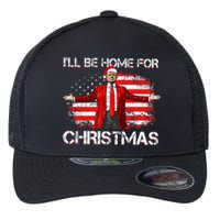 Trump 2024 ILl Be Home For Christmas Funny Trump Xmas 2024 Flexfit Unipanel Trucker Cap