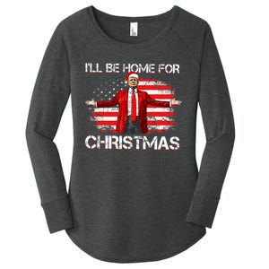 Trump 2024 ILl Be Home For Christmas Funny Trump Xmas 2024 Women's Perfect Tri Tunic Long Sleeve Shirt