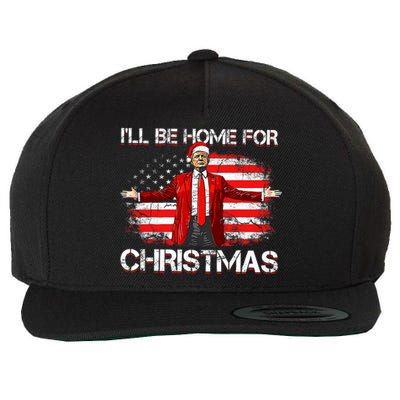 Trump 2024 ILl Be Home For Christmas Funny Trump Xmas 2024 Wool Snapback Cap