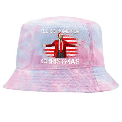 Trump 2024 ILl Be Home For Christmas Funny Trump Xmas 2024 Tie-Dyed Bucket Hat