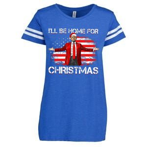 Trump 2024 ILl Be Home For Christmas Funny Trump Xmas 2024 Enza Ladies Jersey Football T-Shirt