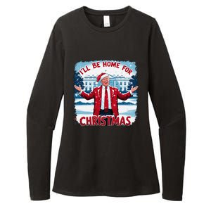 Trump 2024 ILl Be Home For Christmas Funny Trump Xmas 2024 Womens CVC Long Sleeve Shirt