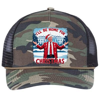 Trump 2024 ILl Be Home For Christmas Funny Trump Xmas 2024 Retro Rope Trucker Hat Cap