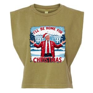 Trump 2024 ILl Be Home For Christmas Funny Trump Xmas 2024 Garment-Dyed Women's Muscle Tee