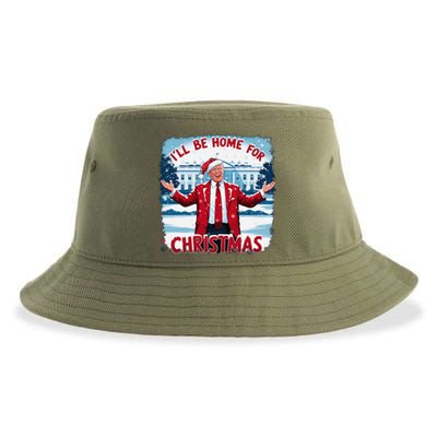 Trump 2024 ILl Be Home For Christmas Funny Trump Xmas 2024 Sustainable Bucket Hat