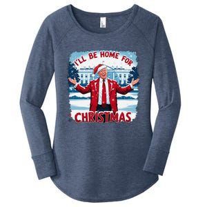 Trump 2024 ILl Be Home For Christmas Funny Trump Xmas 2024 Women's Perfect Tri Tunic Long Sleeve Shirt